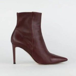 Gianvito Rossi Osaka Burgundy Leather Pointed Ankle Boots